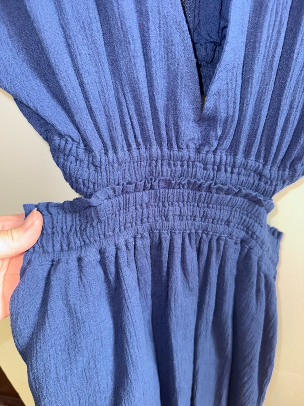 Rue Stiic Zion Maxi Dress in Navy Linen Blend - Open Back - Picture 6 of 16